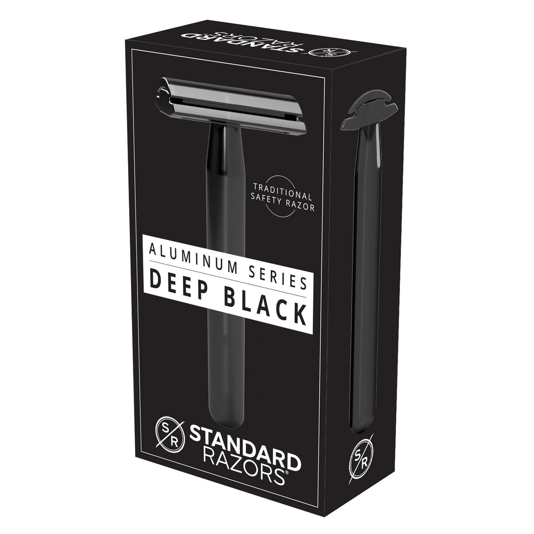 The Deep Black razor in its retail packaging